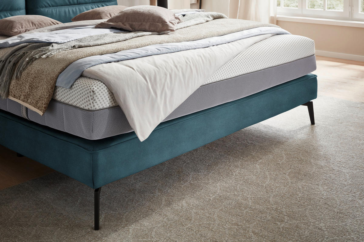 BOXSPRINGBETT 180/200 cm  in Blau  - Blau/Schwarz, Design, Textil/Metall (180/200cm) - Johann Jakob