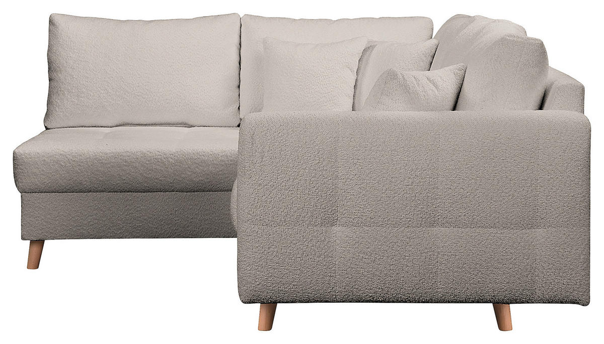 ECKSOFA inkl. Hocker Ariella Grau Bouclé  - Naturfarben/Grau, Design, Holz/Textil (161/231cm) - Livetastic