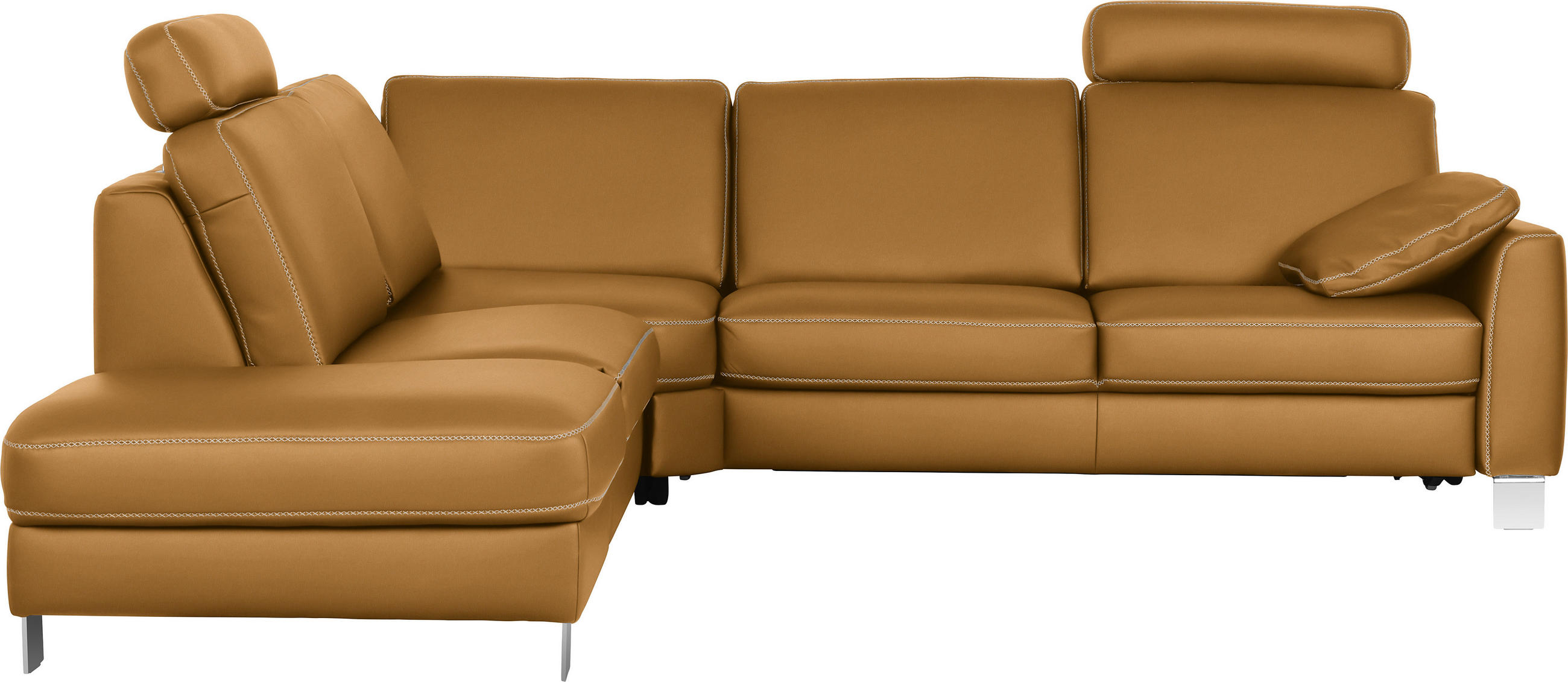 ECKSOFA in Echtleder Gelb  - Chromfarben/Gelb, KONVENTIONELL, Leder/Metall (245/272cm) - Valdera