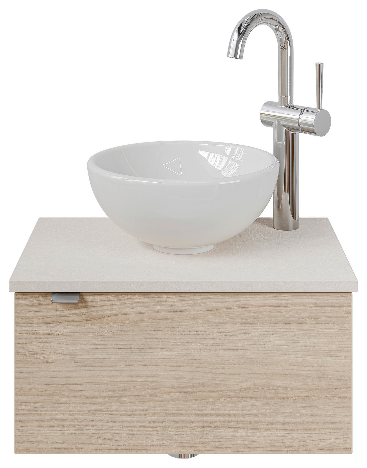 WASCHTISCHKOMBI 50 cm  - Edelstahlfarben/Eichefarben, Design, Keramik/Holzwerkstoff (50cm) - Sadena