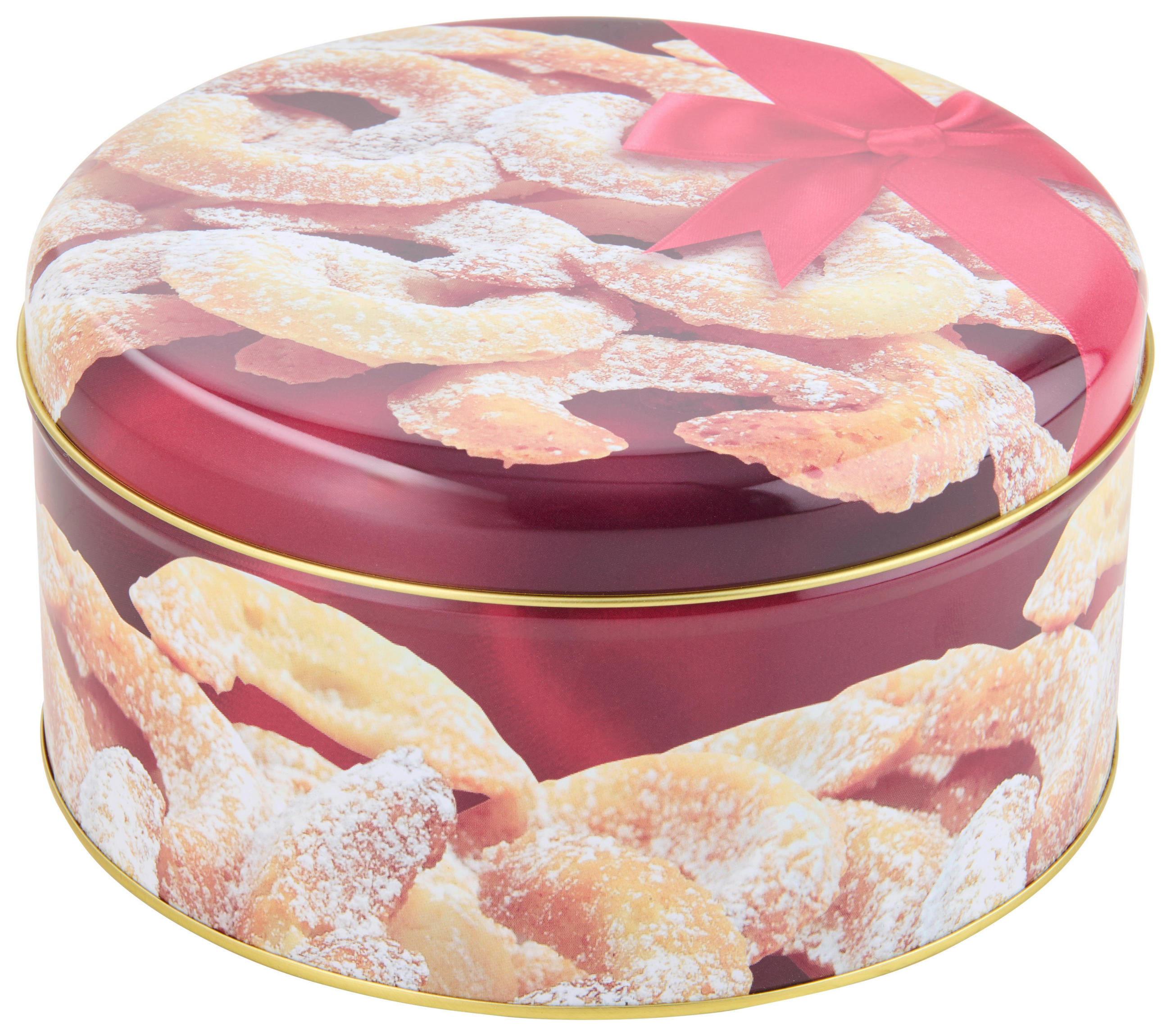 KEKSZESDOBOZ  2,39 l  - sárga/piros, Basics, fém (16,8cm) - X-Mas