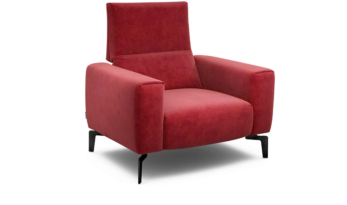 SESSEL in Samt Rot  - Rot/Schwarz, Design, Textil/Metall (110/85/86-94cm) - SENSOO