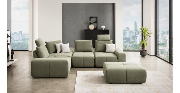 ECKSOFA in Velours Olivgrün  - Schwarz/Olivgrün, Design, Kunststoff/Textil (236/326cm) - Xora