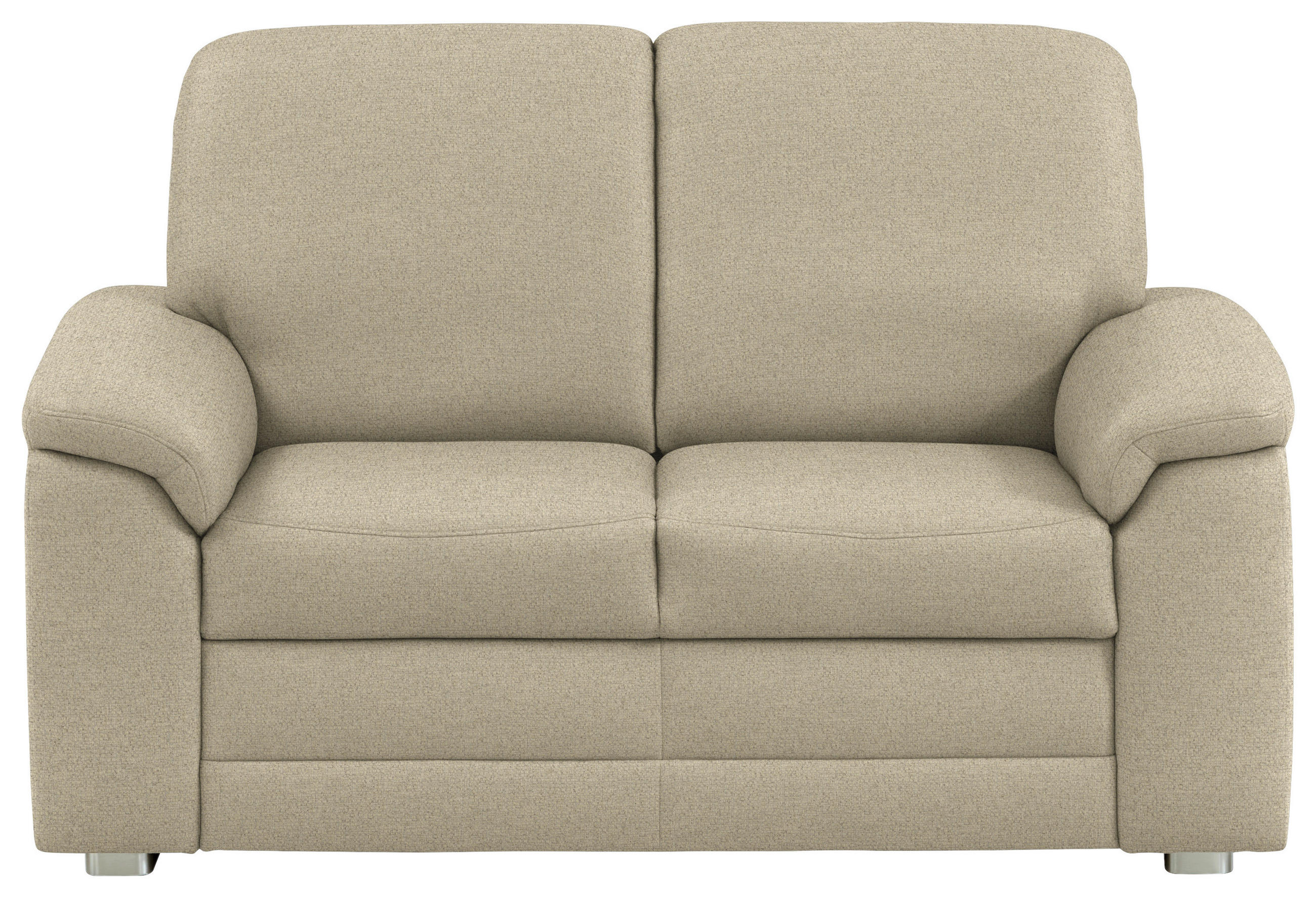 2-SITZER-SOFA Chenille Sandfarben  - Sandfarben/Alufarben, Konventionell, Textil/Metall (156/96/89cm) - Beldomo Comfort