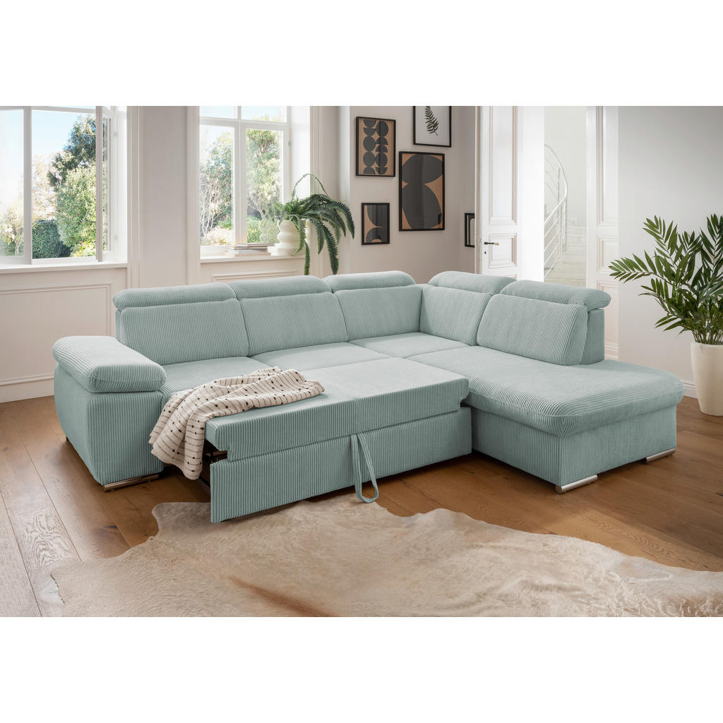Thumbnail - Livetastic Ecksofa, Hellblau, Textil, 5-Sitzer, Ottomane rechts, 283x228 cm, seitenverkehrt erhältlich, Schlafen auf Sit...