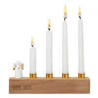 ADVENTSKERZENHALTER - Goldfarben, Basics, Holz (17/3/7cm)