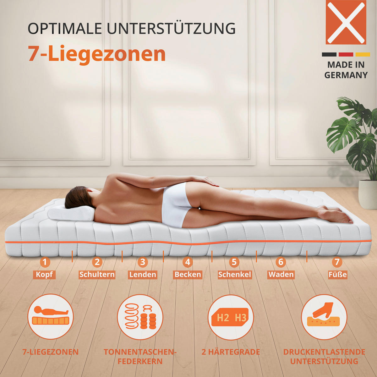 TASCHENFEDERKERNMATRATZE 80/200 cm Höhe ca. 22 cm  - Weiß, Basics, Textil (80/200cm) - Xora