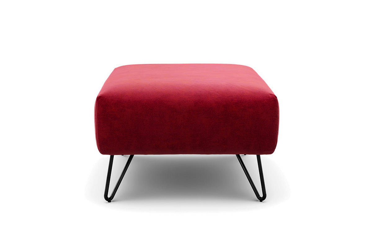 HOCKER Samt Rot  - Rot/Schwarz, Design, Textil/Metall (90/70/46cm) - SENSOO