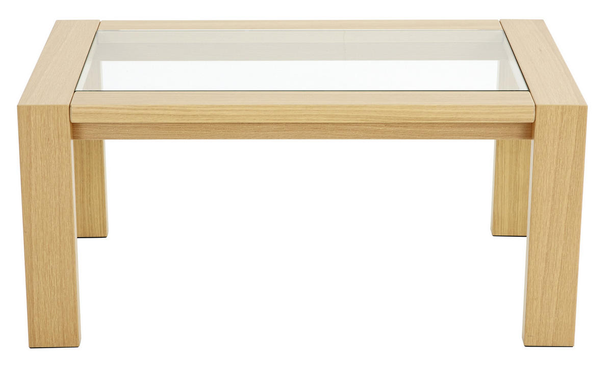 COUCHTISCH in Holz, Glas 98/62,8/45 cm  - Eichefarben, KONVENTIONELL, Glas/Holz (98/62,8/45cm) - Invivus