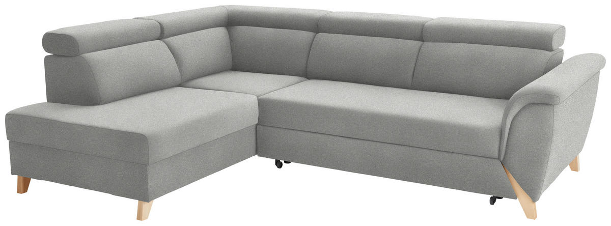 ECKSOFA Chenille Grauweiss  - Grauweiss/Naturfarben, Konventionell, Holz/Textil (200/265cm) - Stylife