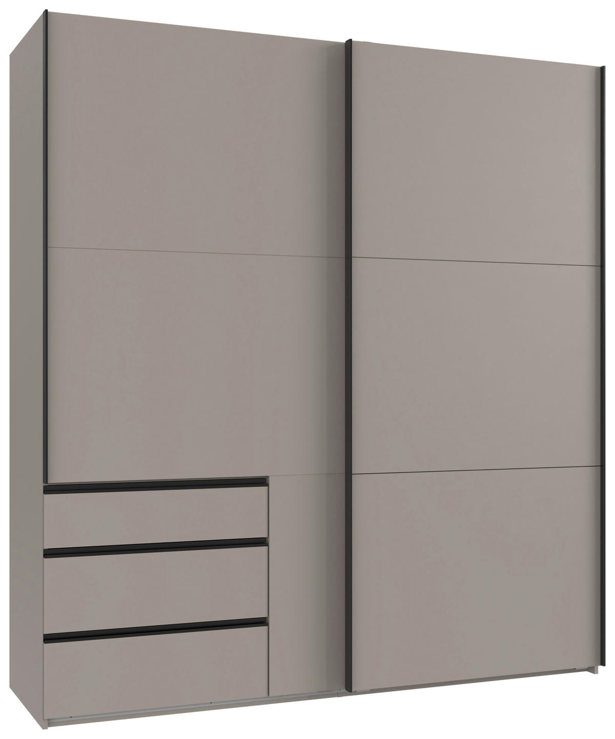 SCHWEBETÜRENSCHRANK  in Grau, Sahara  - Schwarz/Grau, MODERN, Holzwerkstoff/Metall (200/216/65cm) - MID.YOU