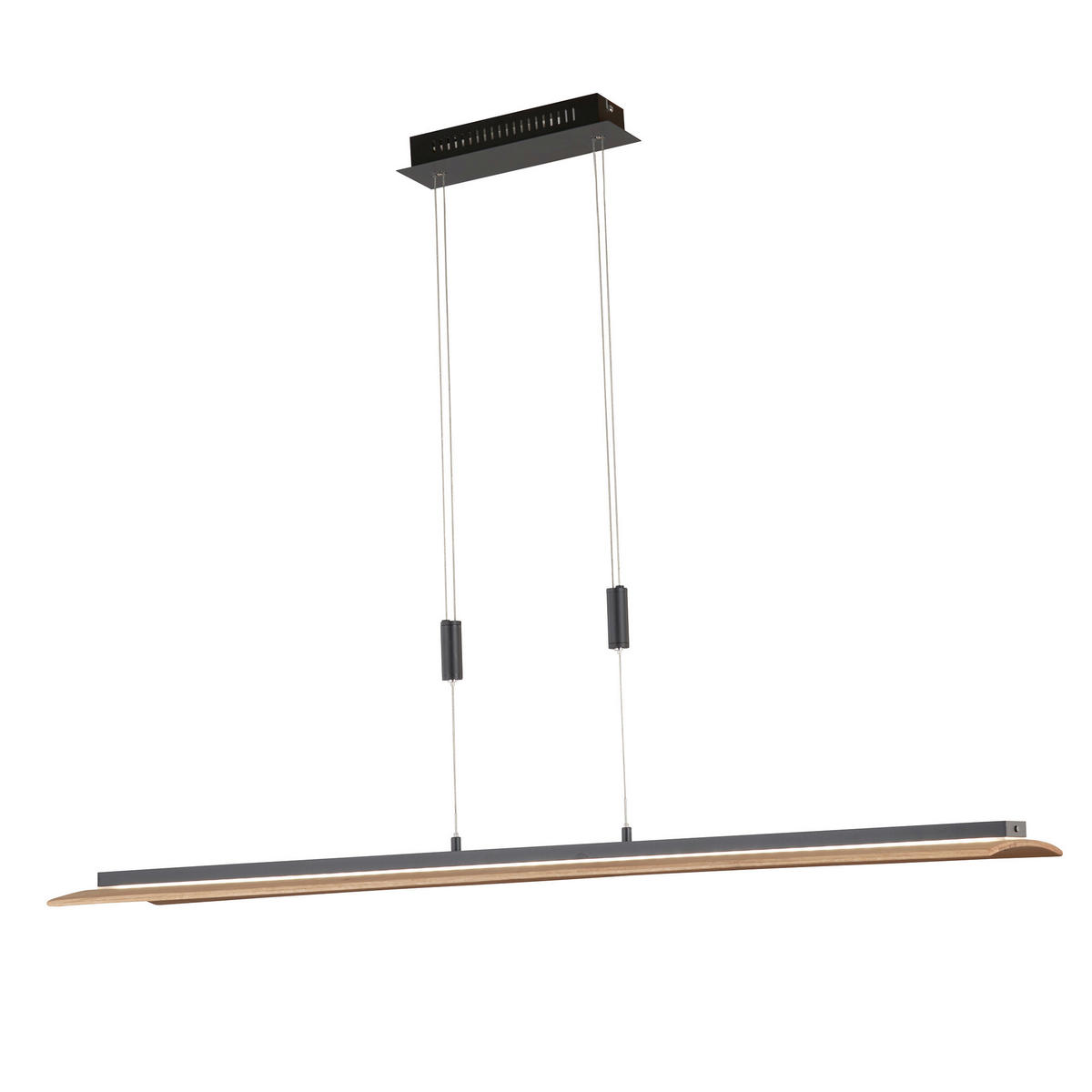 LED-HÄNGLAMPA Shine-Wood 125/22/93 cm  - svart, Natur, metall/trä (125/22/93cm) - Fischer & Honsel