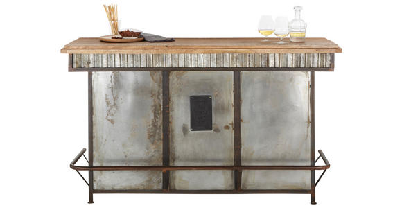 BAR Mangoholz Hartholz Anthrazit, Grau  - Anthrazit/Grau, Trend, Holz/Metall (168/103/55cm) - Landscape