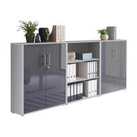 AKTENSCHRANK Grau, Anthrazit Hochglanz  - Anthrazit Hochglanz/Grau, MODERN, Holzwerkstoff (253,2/113,6/33cm) - MID.YOU