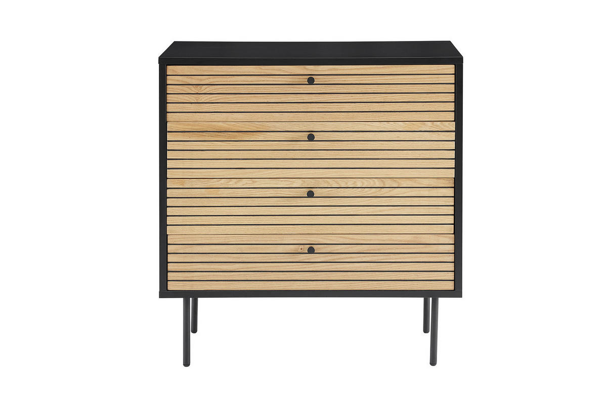 KOMMODE  in 80/85/40 cm  - Eichefarben/Schwarz, Design, Holz/Holzwerkstoff (80/85/40cm) - Livetastic