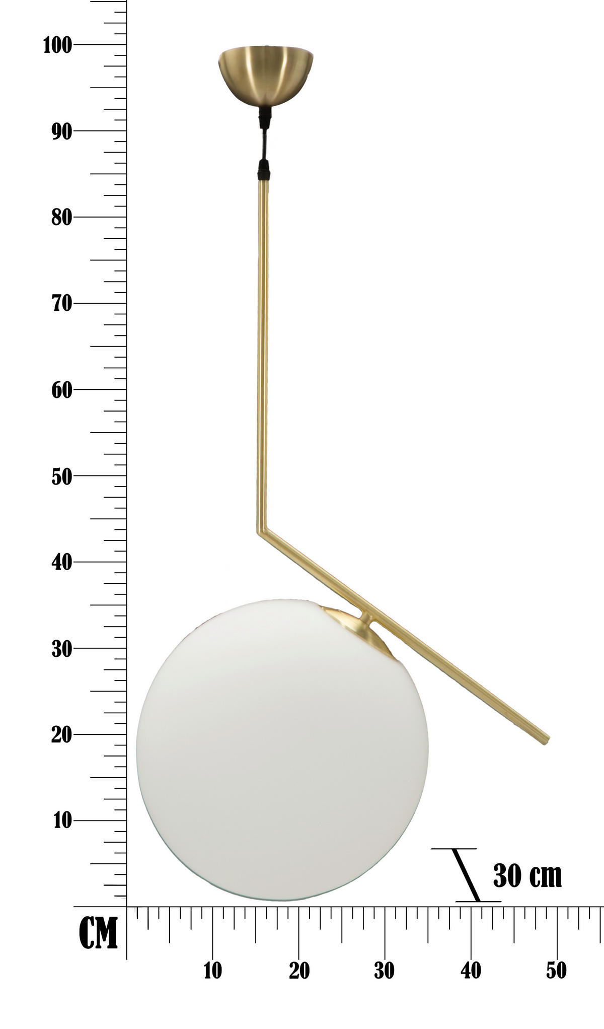 WANDLEUCHTE 50/30/100 cm  - Goldfarben/Weiß, Trend, Glas/Metall (50/30/100cm) - Mauro Ferretti