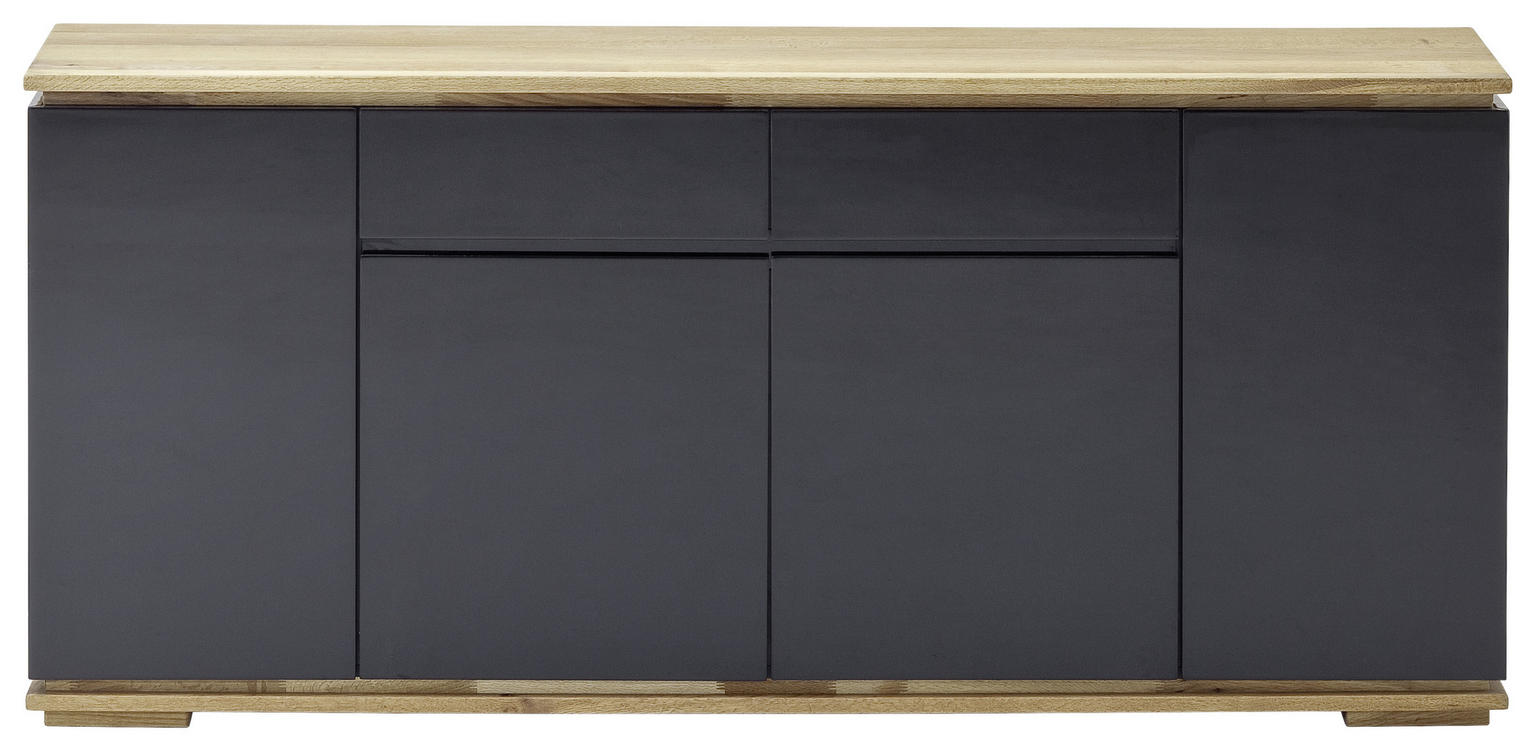 SIDEBOARD Asteiche, Eiche massiv Schwarz, Eichefarben - elegantes Design