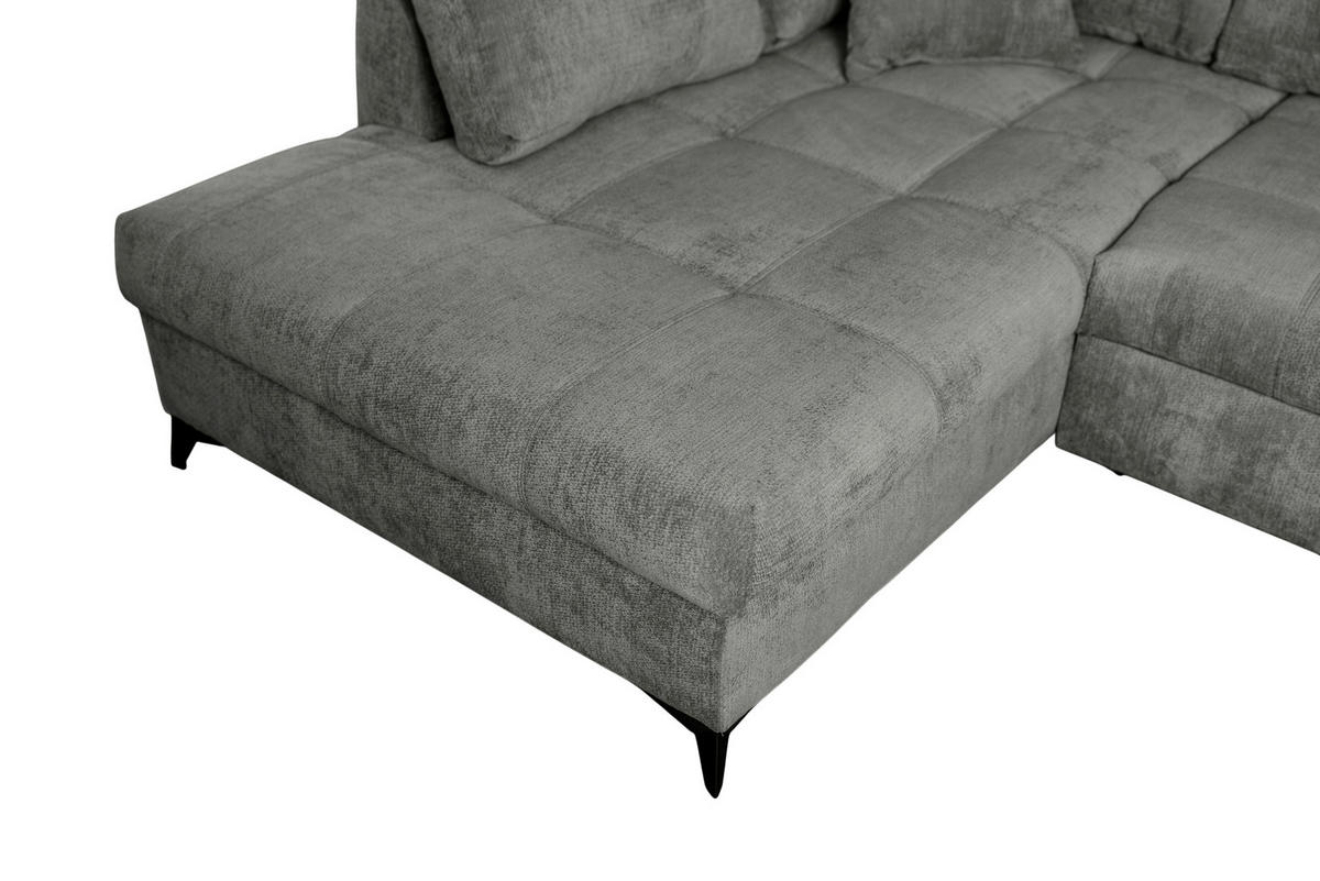 ECKSOFA LIVANO Grau Chenille Liegefläche im Originalstoff  - Schwarz/Grau, Design, Textil/Metall (190/250cm) - P & B