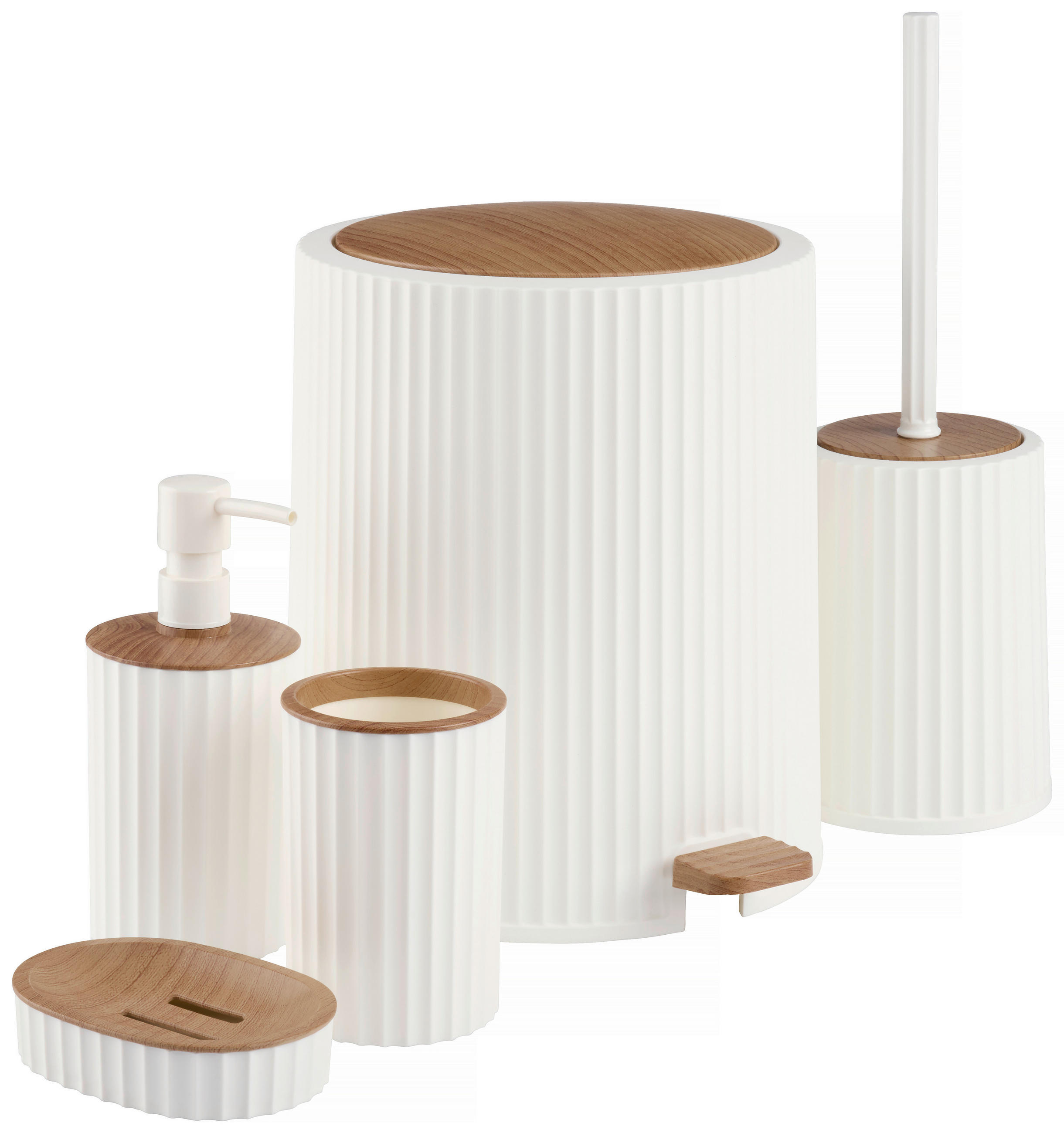 BAD-ACCESSOIRE-SET Kunststoff  - Braun/Weiß, Design, Kunststoff - Novel