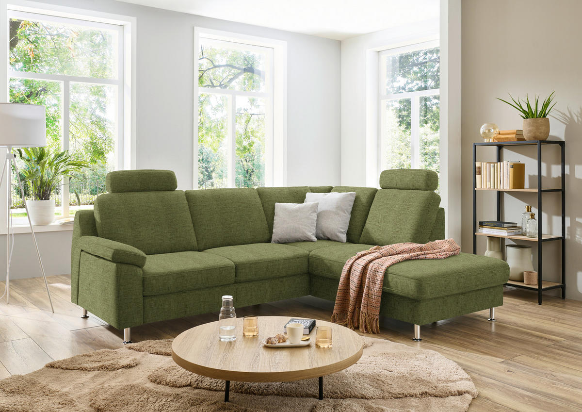 ECKSOFA in Webstoff Grün  - Alufarben/Grün, Konventionell, Textil/Metall (241/200cm) - Beldomo System