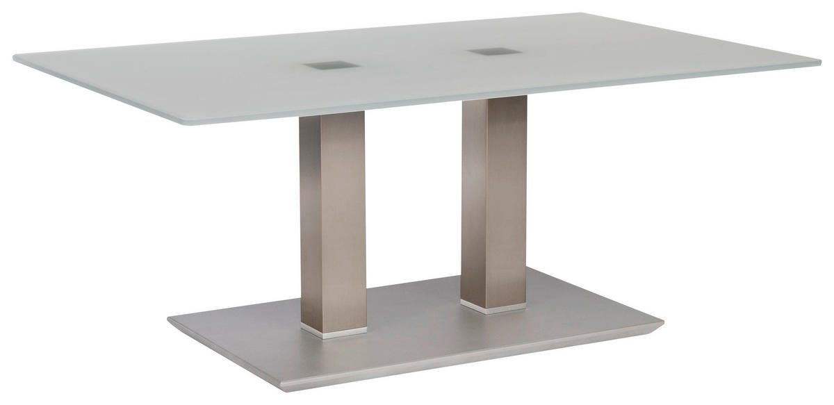 COUCHTISCH ESG, Optiwhite 110/70/46-65 cm rechteckig Edelstahlfarben, Nickelfarben  - Edelstahlfarben/Nickelfarben, Design, Glas/Metall (110/70/46-65cm)