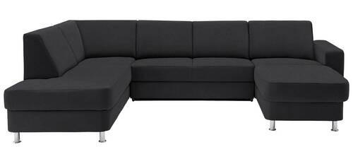 WOHNLANDSCHAFT Dunkelgrau Chenille  - Chromfarben/Dunkelgrau, Design, Kunststoff/Textil (198/301/165cm) - Xora
