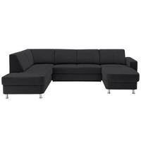 WOHNLANDSCHAFT Dunkelgrau Chenille  - Chromfarben/Dunkelgrau, Design, Kunststoff/Textil (198/301/165cm) - Xora