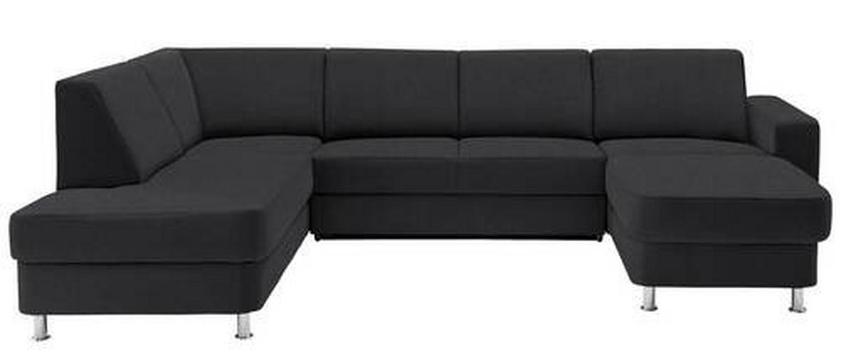 WOHNLANDSCHAFT Dunkelgrau Chenille  - Chromfarben/Dunkelgrau, Design, Kunststoff/Textil (198/301/165cm) - Xora