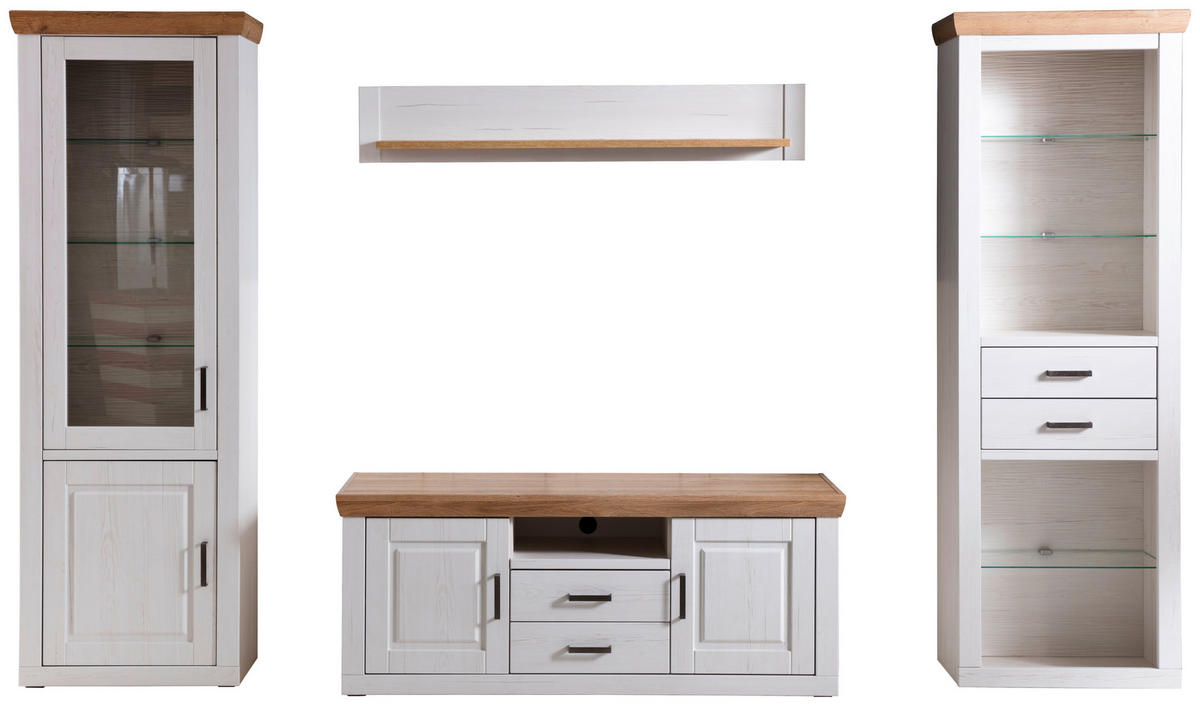 WOHNWAND Brixen 4-teilig  in Eichefarben, Pinienfarben  324/210/52 cm  - Eichefarben/Pinienfarben, LIFESTYLE, Glas/Holzwerkstoff (324/210/52cm) - Landscape