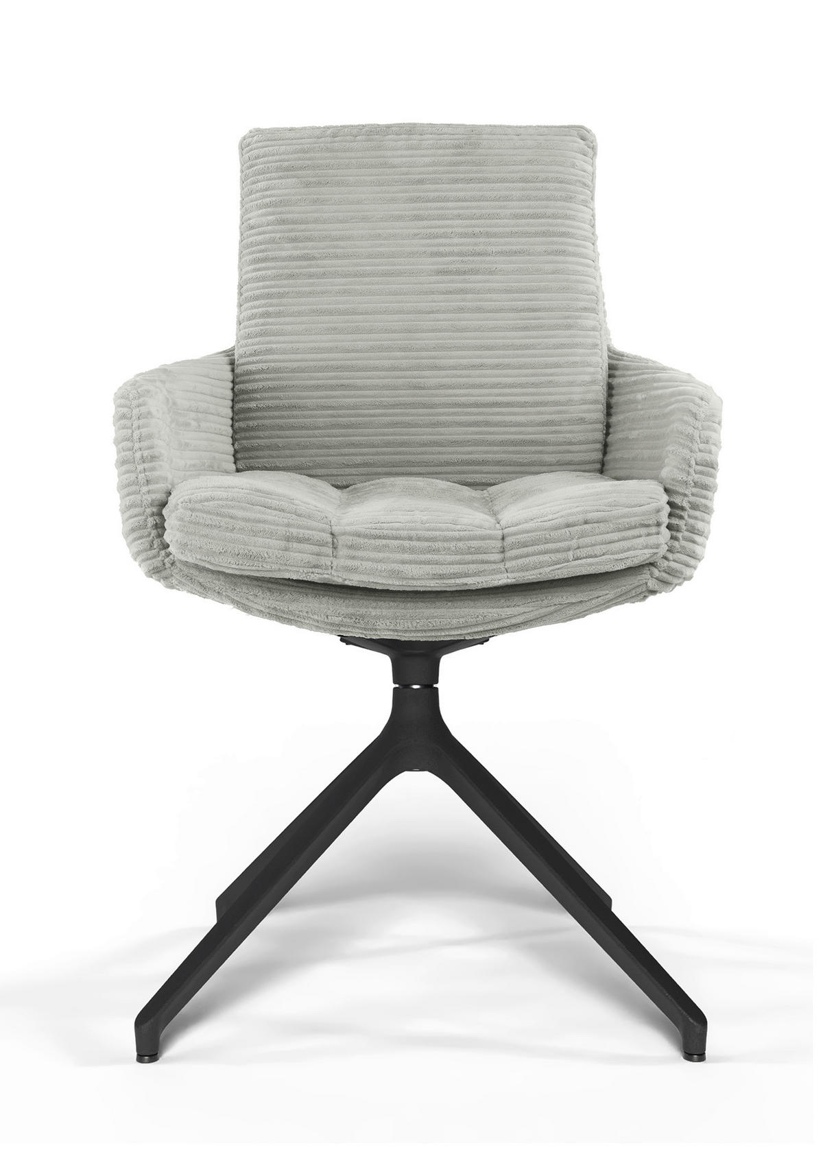 ARMLEHNSTUHL  Beinauswahl, Sitzfläche 360° drehbar, Stoff-/Lederauswahl gerippt  Naturfarben  - Schwarz/Naturfarben, Design, Textil/Metall (60/91/62cm) - Valdera
