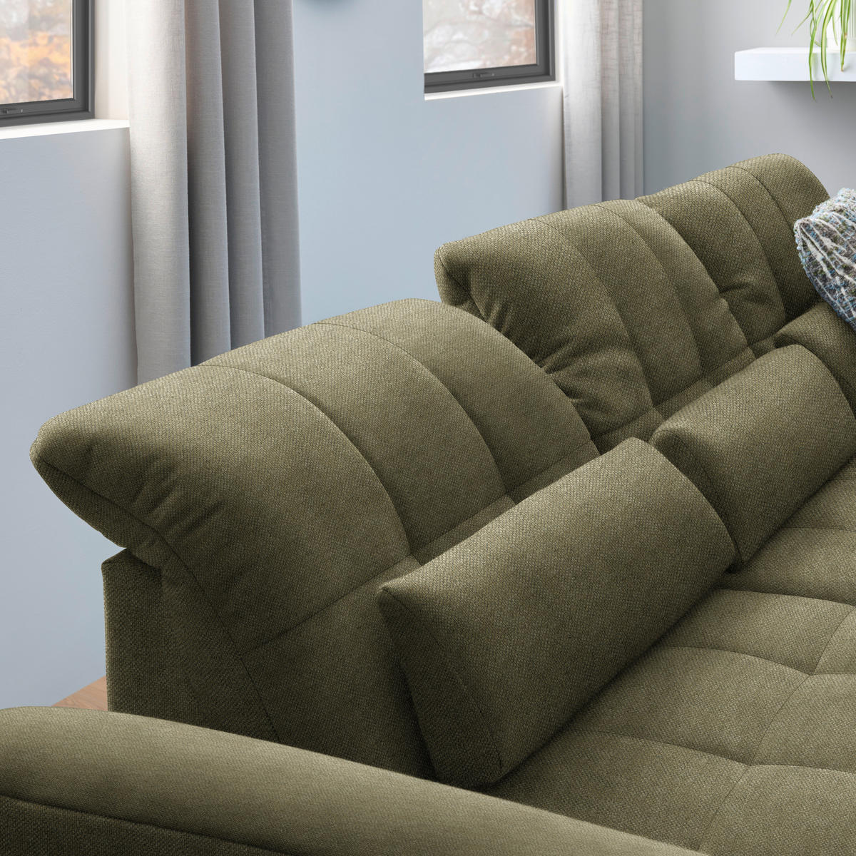 ECKSOFA  in Flachgewebe Grün  341/204 cm  - Schwarz/Grün, Design, Textil/Metall (341/204cm) - Xora