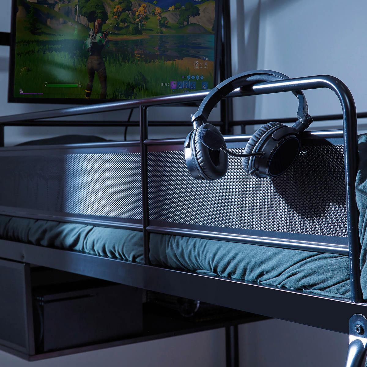 ETAGENBETT - Schwarz, MODERN, Metall (90/190cm) - X Rocker