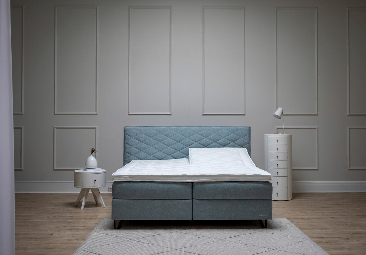BOXSPRINGBETT 180/200 cm  in Türkis  - Türkis/Schwarz, Konventionell, Holz/Textil (180/200cm) - Sjöholm
