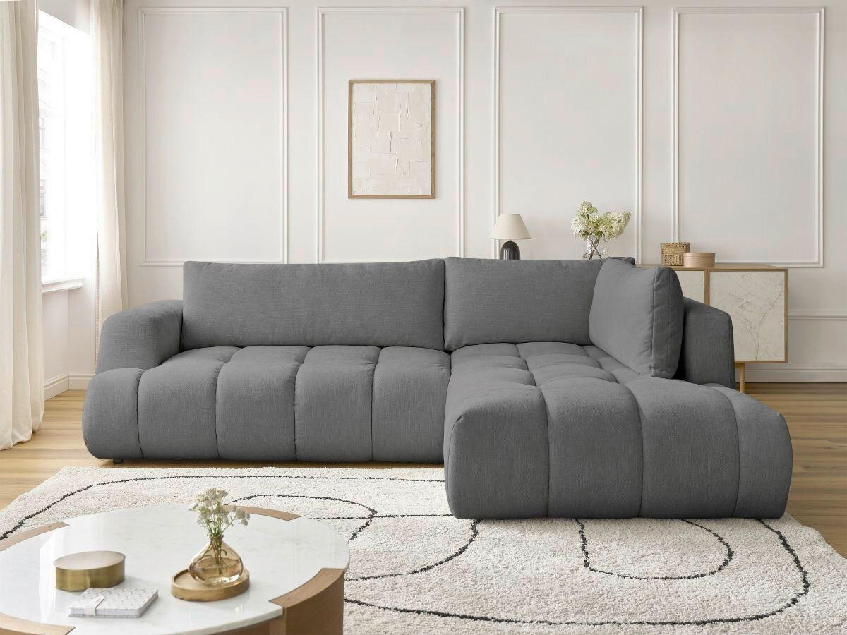 ECKSCHLAFSOFA FUJI Leinenoptik Dunkelgrau  inkl.  - Dunkelgrau/Schwarz, MODERN, Kunststoff/Textil (282/204cm)