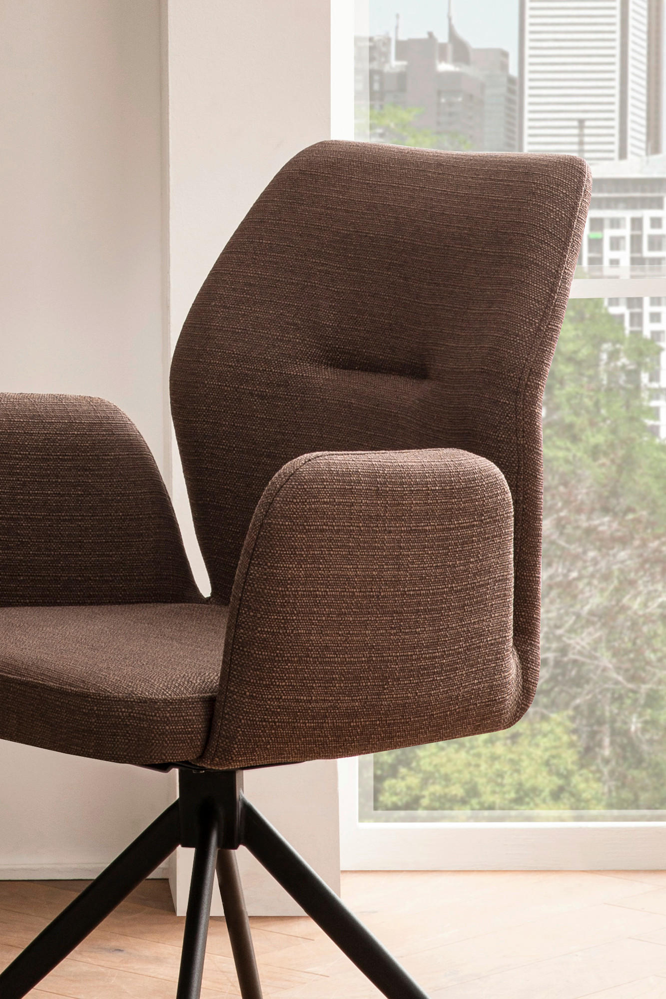 ARMLEHNSTUHL  in Webstoff  - Schwarz/Braun, MODERN, Textil/Metall (59/88/58cm) - Livetastic