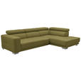 ECKSOFA  in Mikrofaser Grün  301/207 cm  - Chromfarben/Grün, Design, Textil/Metall (301/207cm) - Xora