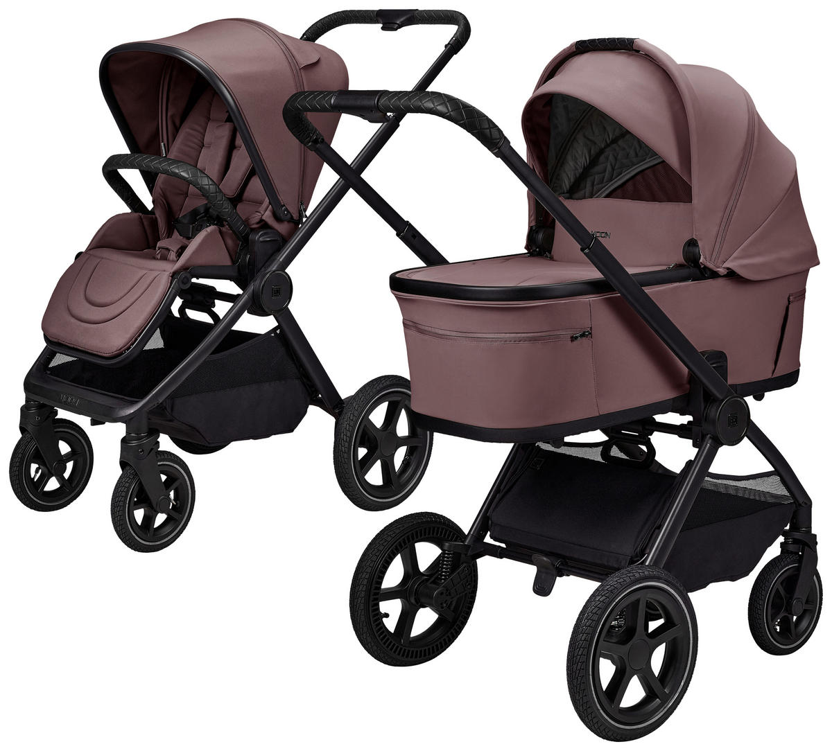KINDERWAGENSET  GIO FOLD SET AIR  tonka  - Schwarz/Mokka, Basics, Textil/Metall (120/58/92cm) - Moon Edition