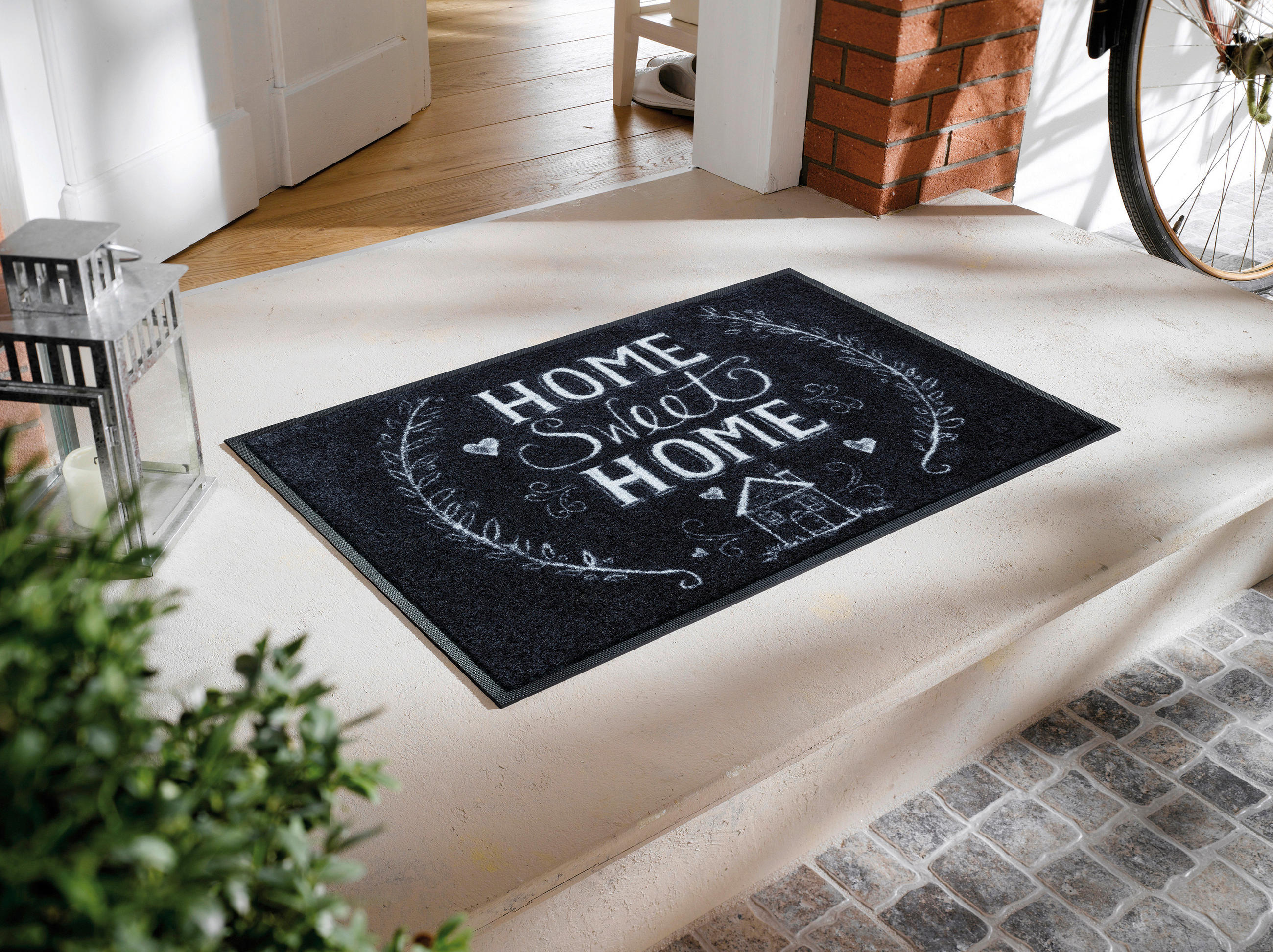 DVEŘNÍ ROHOŽKA, 50/75 cm - bílá/tmavě šedá, Konvenční, textil/plast (50/75cm) - wash+dry