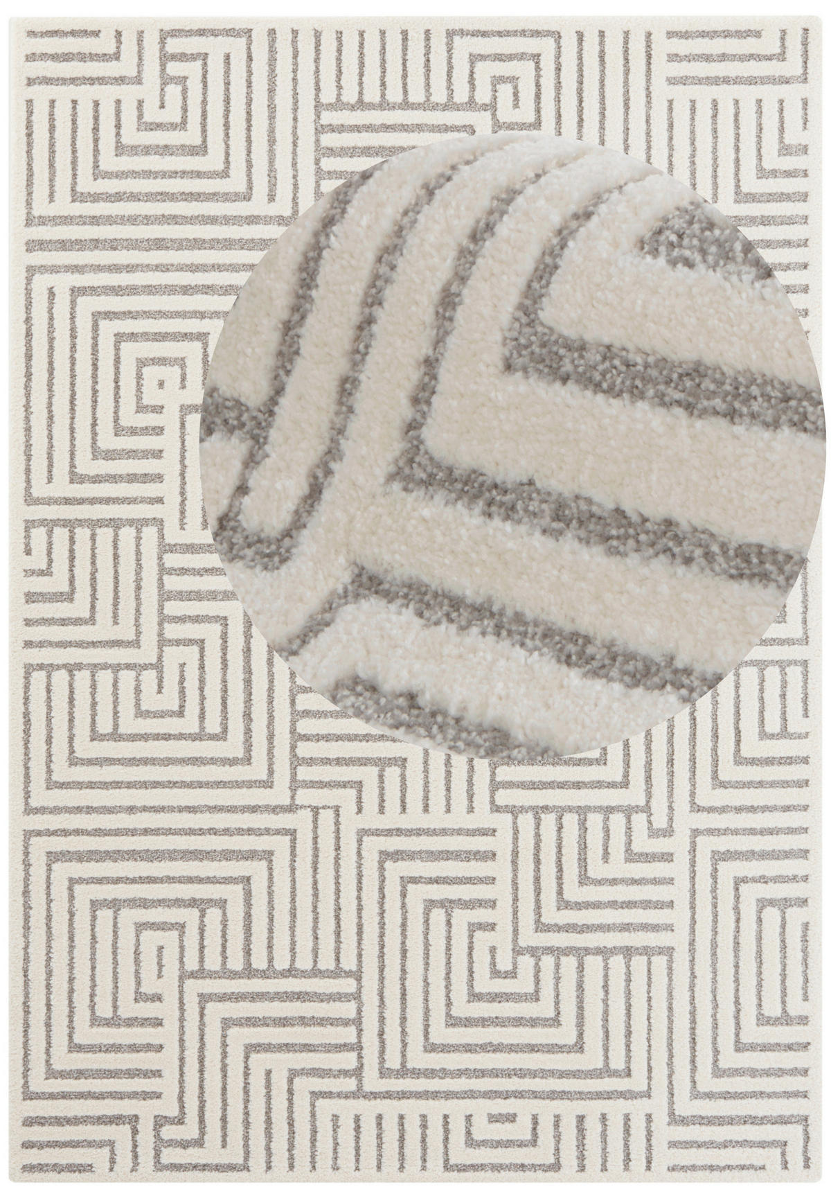HOCHFLORTEPPICH 80/150 cm New York Creme, Grau  - Creme/Grau, Basics, Kunststoff/Textil (80/150cm)