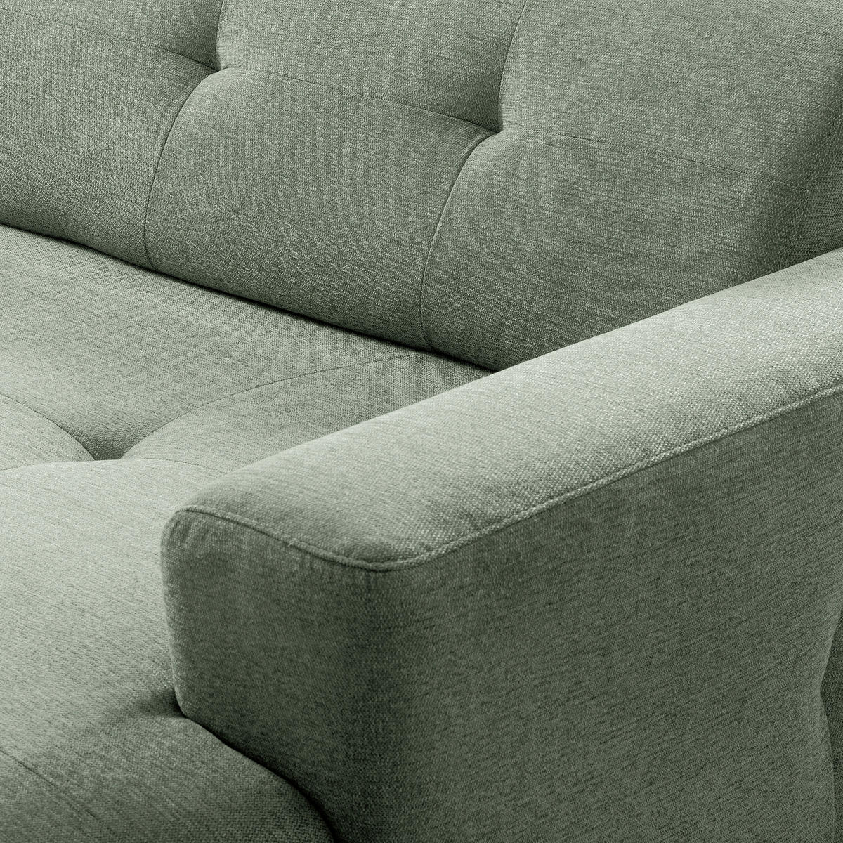 ECKSOFA AUSTIN Salbeigrün Flachgewebe Sitztiefenverstellung  - Salbeigrün/Schwarz, Design, Kunststoff/Textil (286/169cm) - Livetastic