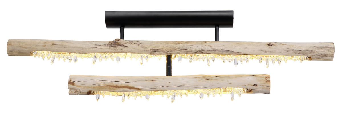 LED-DECKENLEUCHTE 30 W    100/8/30 cm  - Klar/Schwarz, Natur, Holz/Kunststoff (100/8/30cm) - Globo