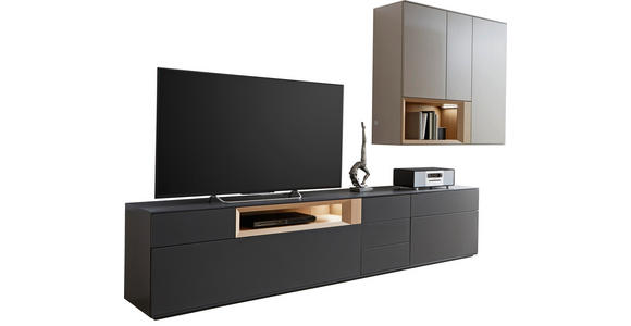 WOHNWAND 300/198/47 cm in Anthrazit, Grau, Eichefarben - Eichefarben/Anthrazit, Design, Holz/Holzwerkstoff (300/198/47cm) - Dieter Knoll