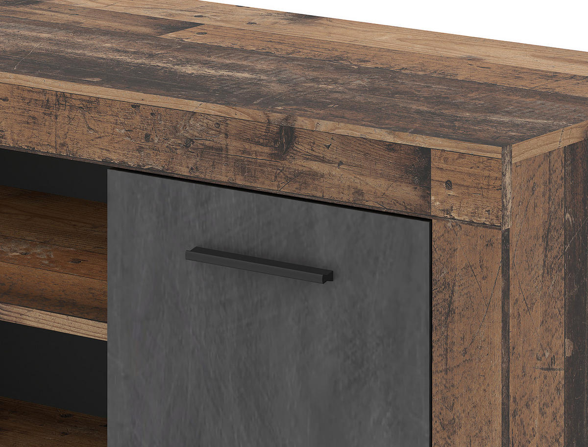 KOMODA - NISKA   140/48/40 cm   antracit, stari hrast   - stari hrast/crna, Design, drvni materijal/plastika (140/48/40cm) - MID.YOU
