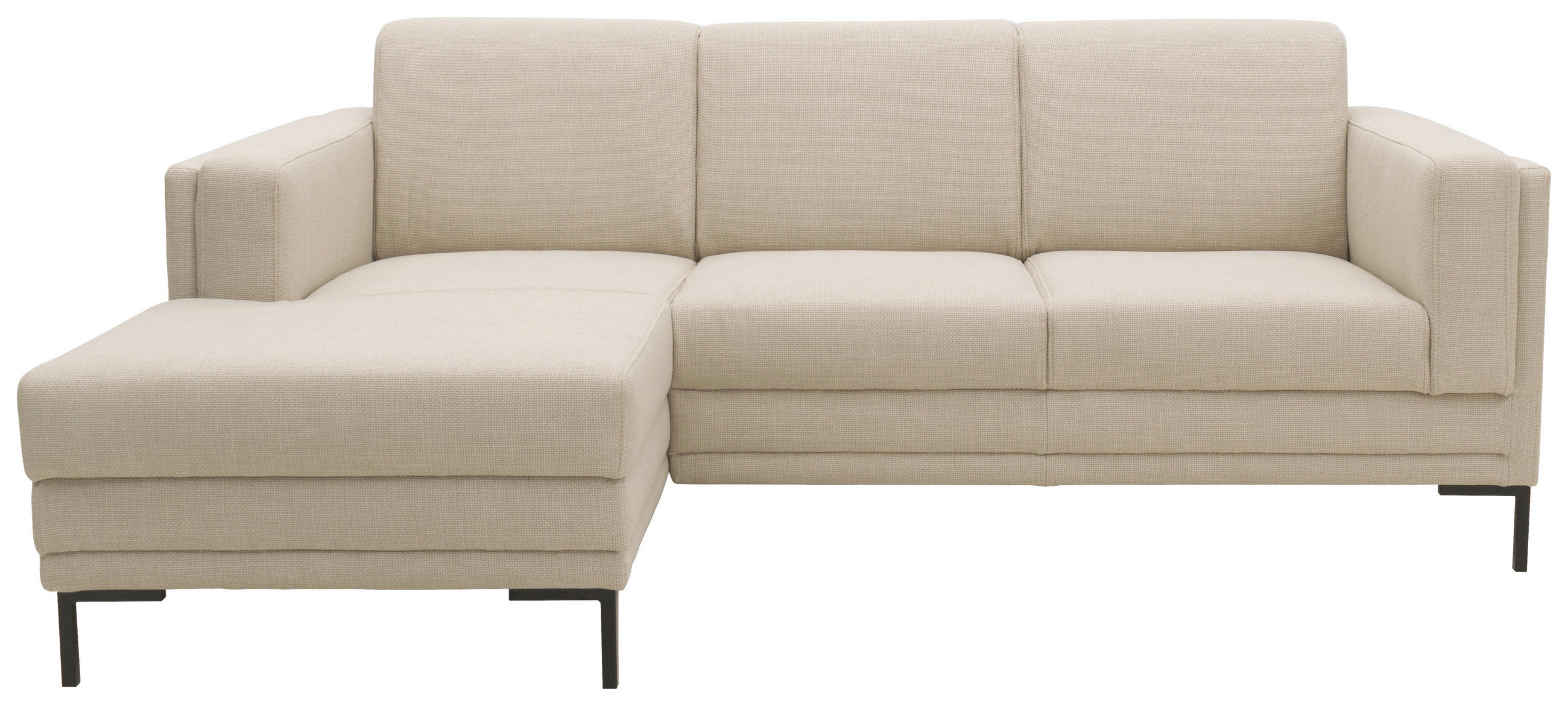 ECKSOFA Beige Webstoff - Beige/Schwarz, Design, Textil/Metall (214/146cm) - LOOKS by W.Joop