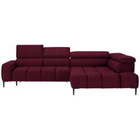 ECKSOFA in Samt, Webstoff Bordeaux  300/216 cm  - Bordeaux/Schwarz, Design, Textil/Metall (300/216cm) - Welnova