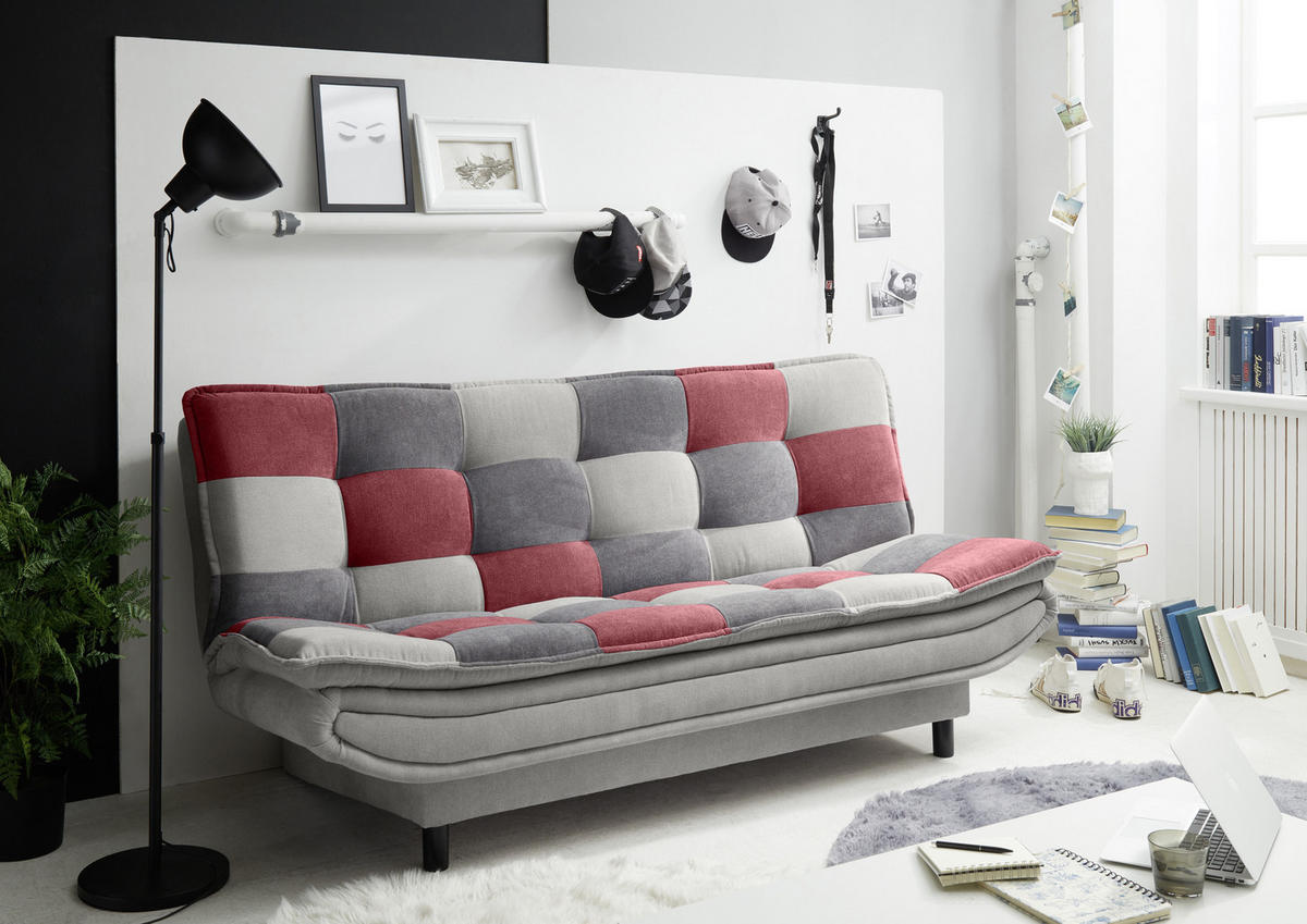 SCHLAFSOFA in Mikrovelours Schlammfarben, Beere, Dunkelgrau  - Schlammfarben/Beere, Basics, Holzwerkstoff/Kunststoff (188/90/89cm) - MID.YOU