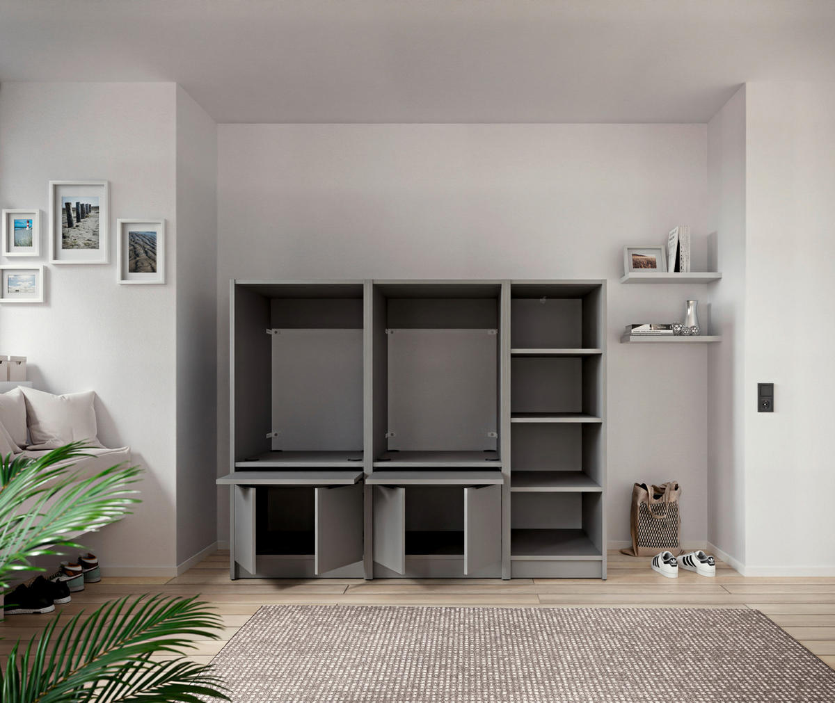 MEHRZWECKSCHRANK 50/150/68 cm  - gris/couleur de chêne, Basics, matière synthétique/matériau de bois (50/150/68cm) - MID.YOU