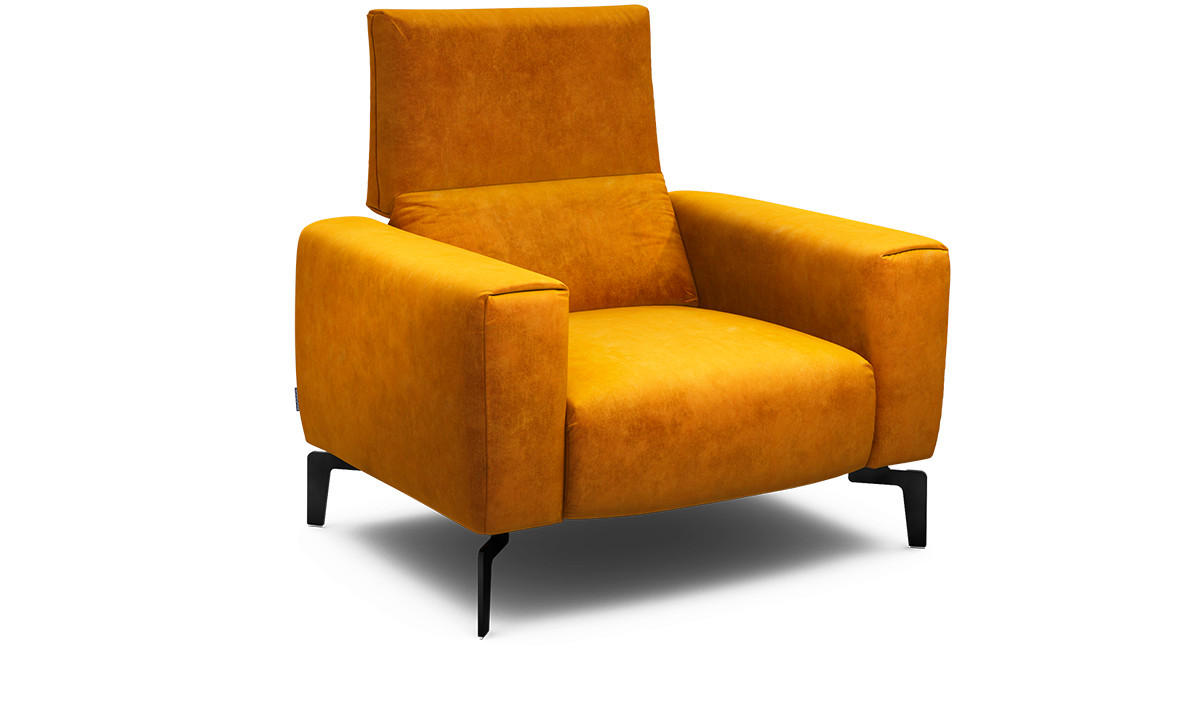 SESSEL Samt Gelb    - Gelb/Schwarz, Design, Textil/Metall (110/85/86-94cm) - SENSOO
