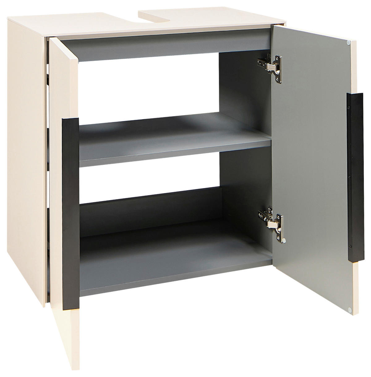 WASCHBECKENUNTERSCHRANK 60/60/33 cm  - Kaschmir/Schwarz, Design, Holzwerkstoff/Kunststoff (60/60/33cm) - home24