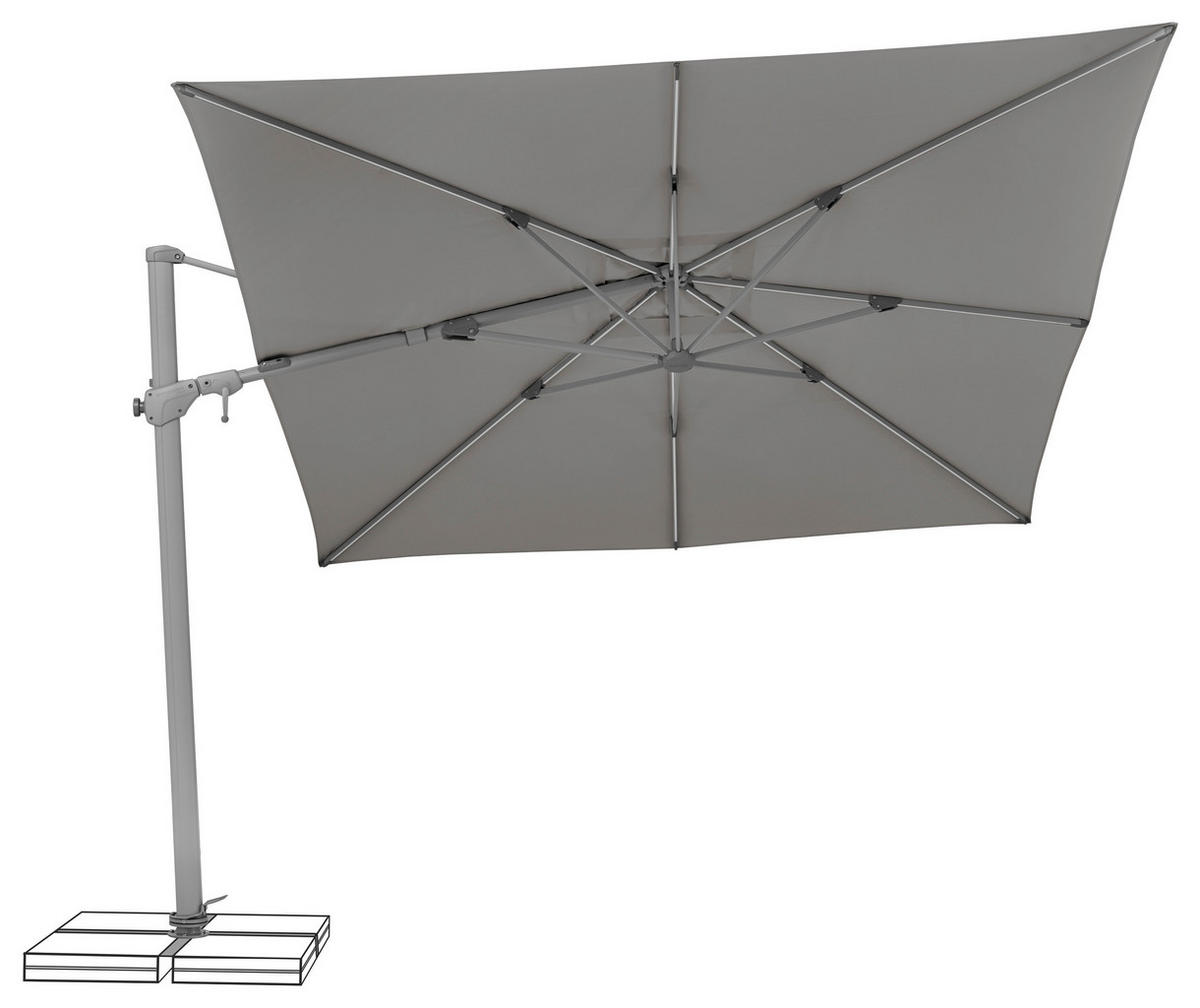AMPELSCHIRM 300 cm  - Silberfarben/Alufarben, Basics, Textil/Metall (300/300cm) - Suncomfort by Glatz